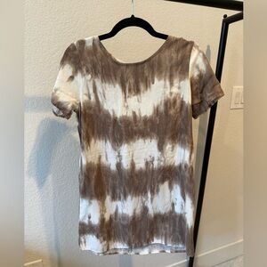Lulus Tie-Dye Brown and Cream Women's Mini Dress